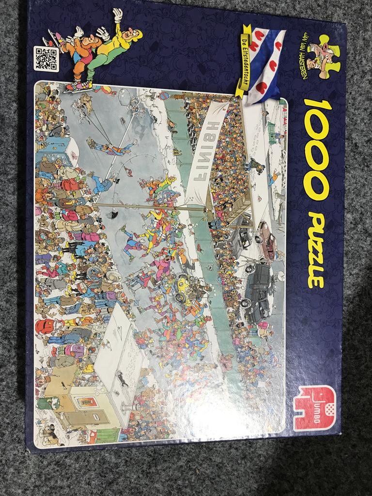 Jan van Haasteren puzzel van 1000 stukjes “de elfstedentocht, Ophalen, 500 t/m 1500 stukjes, Zo goed als nieuw, Legpuzzel