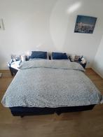 Boxspring onderstel incl 2 matrassen, Ophalen, Gebruikt, Blauw, Tweepersoons