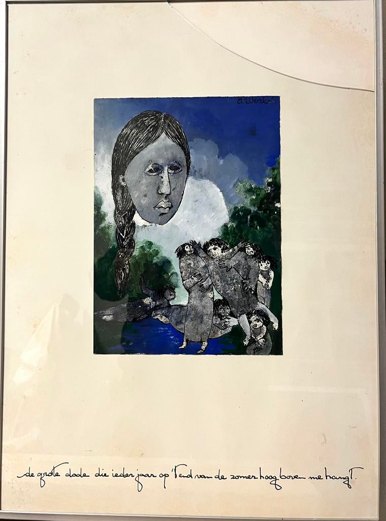 Ans Wortel, gouache, Antiek en Kunst, Ophalen of Verzenden