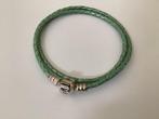 Pandora leren armband met zilveren slot 590705clg, Verzenden, Nieuw, Zilver, Leer