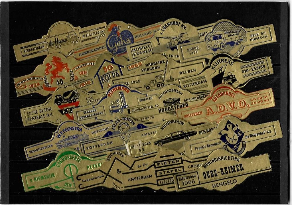 reklamebanden 20 st zelfde model   goud, Verzamelen, Ophalen of Verzenden, Gebruikt, Sigarenbandjes