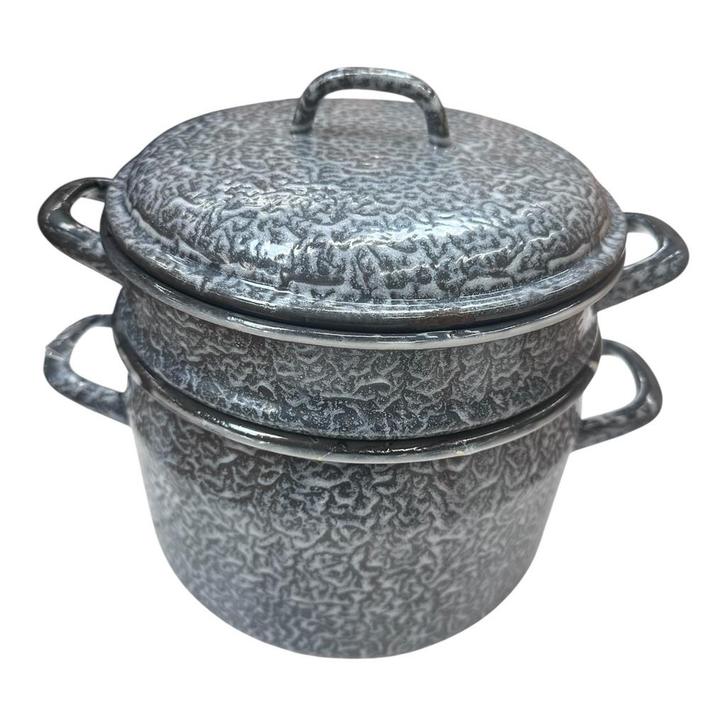 Royale grijsgewolkte stoompan in bijna nieuwstaat, Huis en Inrichting, Keuken | Potten en Pannen, Zo goed als nieuw, Koekenpan of Braadpan