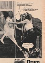 Retro reclame 1970 Drum shag gered door de brandweer, Verzenden, Overige typen