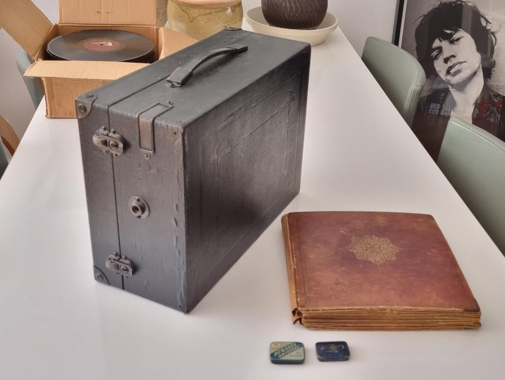 Vintage Koffergrammofoon met platen en naalden, Audio, Tv en Foto, Platenspelers, Ophalen, Gebruikt, Platenspeler, Overige merken