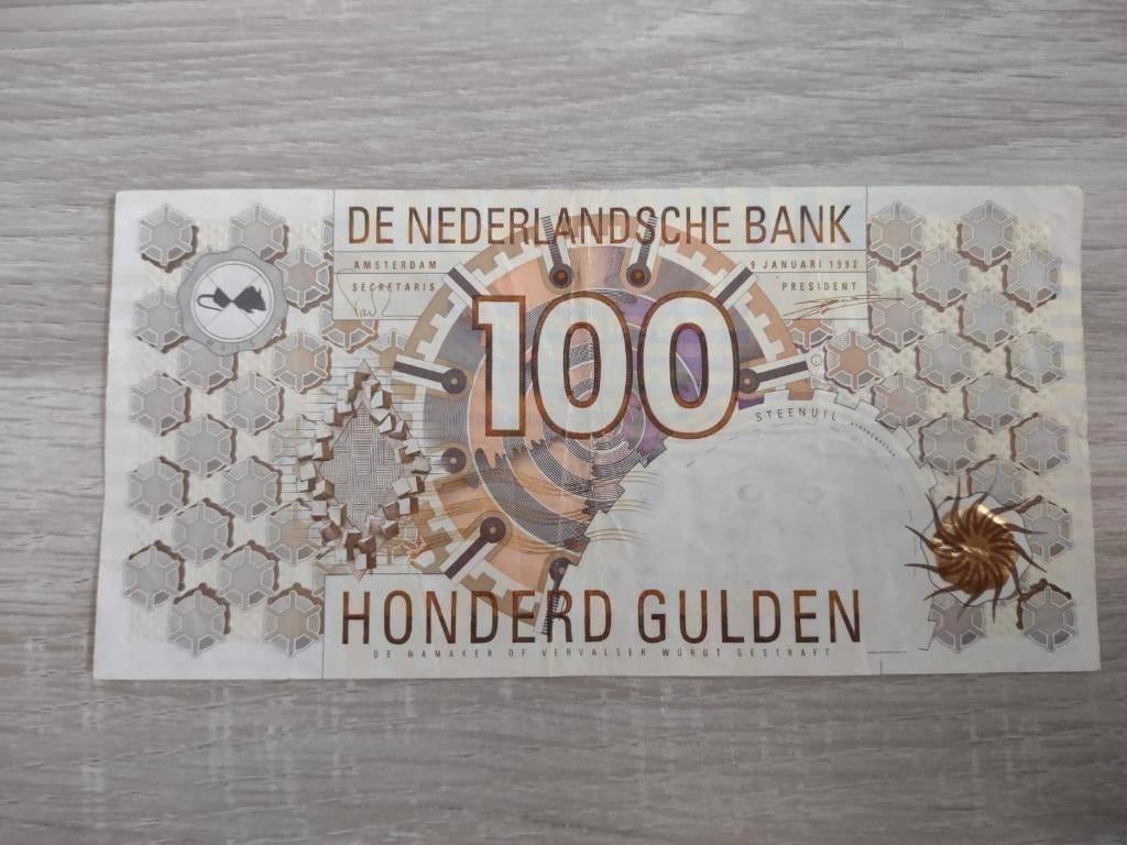 Biljet 100 gulden Steenuil, 1992, Postzegels en Munten, Bankbiljetten | Nederland, Ophalen of Verzenden, 100 gulden