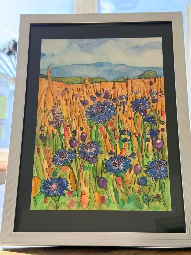 Korenbloemen aquarel, Antiek en Kunst, Ophalen of Verzenden