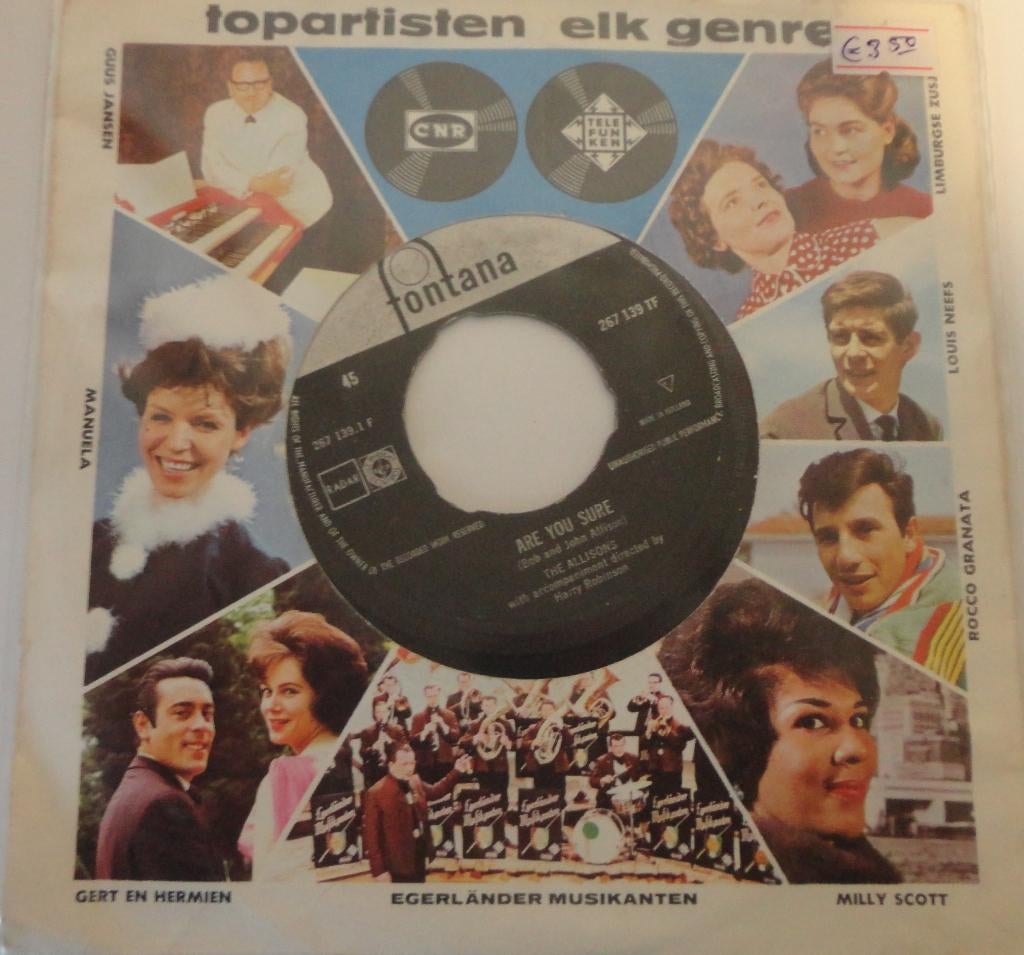 The Allisons > Are you sure, Gebruikt, 7 inch, Single, Ophalen of Verzenden