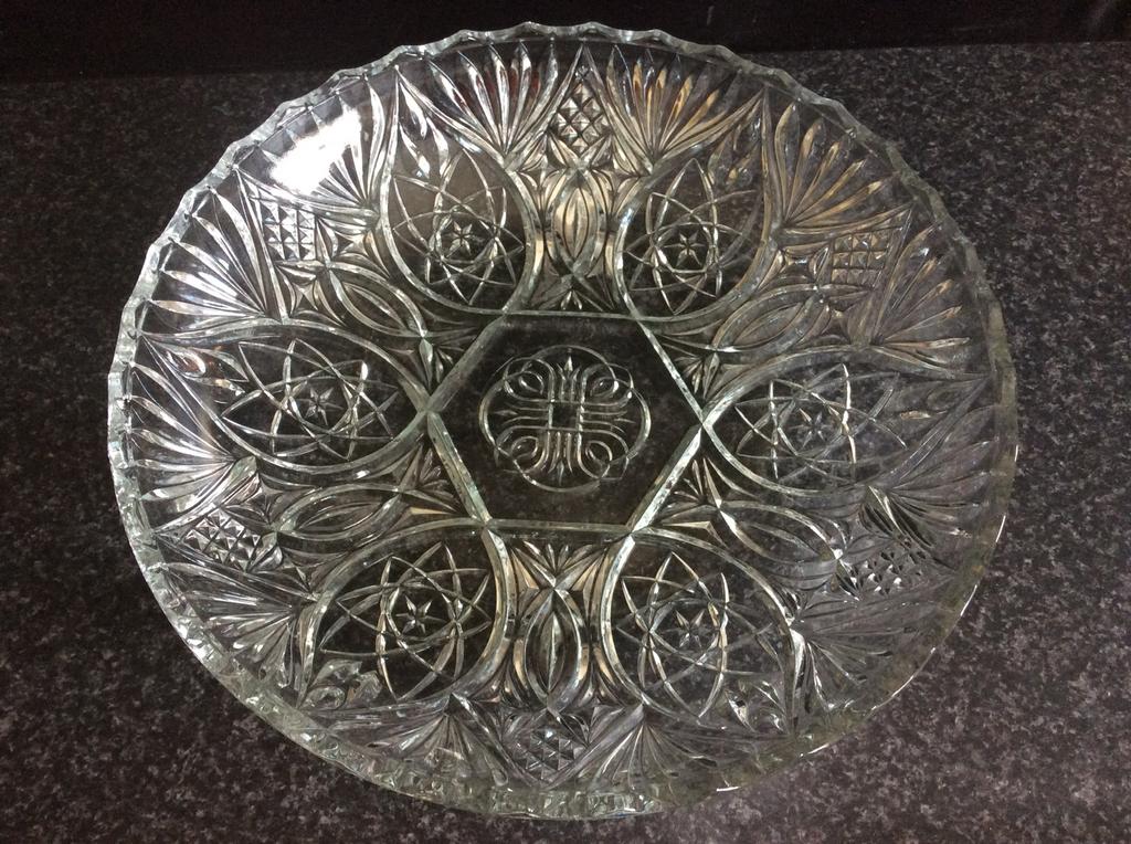 Schaal fruitschaal glas 31 cm. Vintage, Schaal, Rond, Ophalen of Verzenden, Glas
