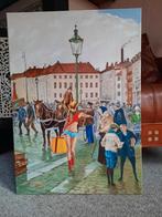 impressionisme sexy dame in 1900 olieverf van langen, Ophalen of Verzenden