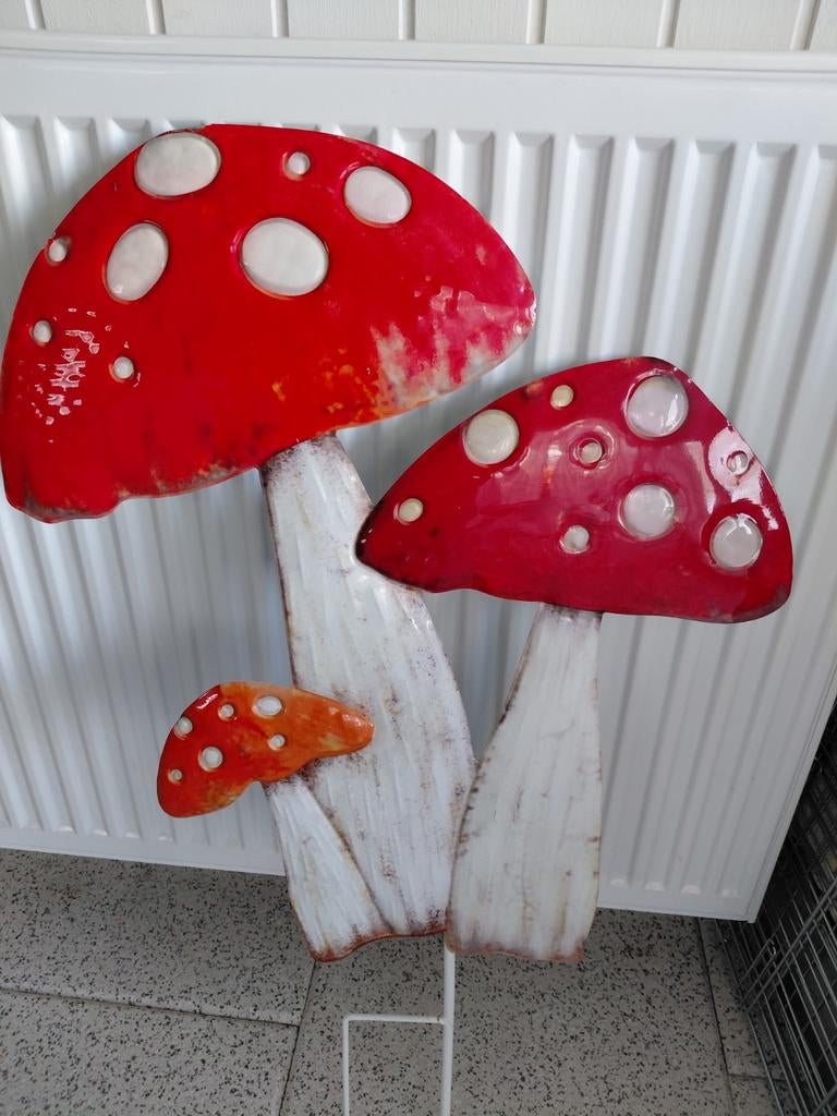 Tuindecoratie  paddestoelen + kabouter, Tuin en Terras, Ophalen of Verzenden, Nieuw