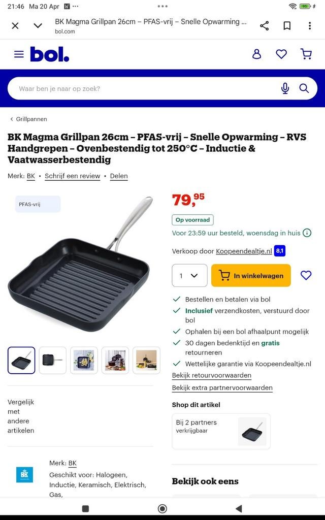 BK grillpan easy induction, Ophalen of Verzenden, Nieuw, Rvs
