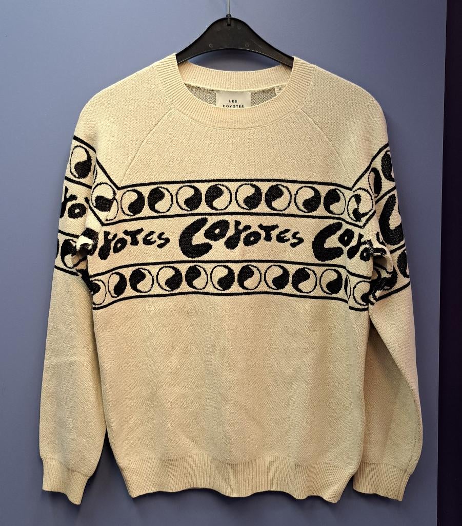 Les Coyotes de Paris ecru knitted trui zwarte tekst S 47701, ., Wit, Ophalen of Verzenden, Zo goed als nieuw