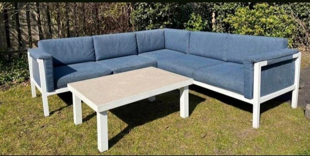 Mooie aluminium all wheater loungeset, Tuin en Terras, Ophalen, 5 zitplaatsen, Gebruikt, Bank