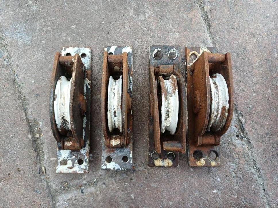 4 Antieke Katrollen, Ophalen of Verzenden