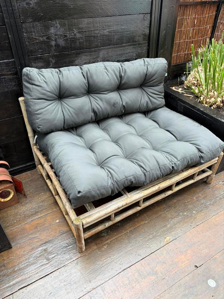 Leuk bamboo bankje 120 br diep 83 cm, Ophalen of Verzenden, Hout