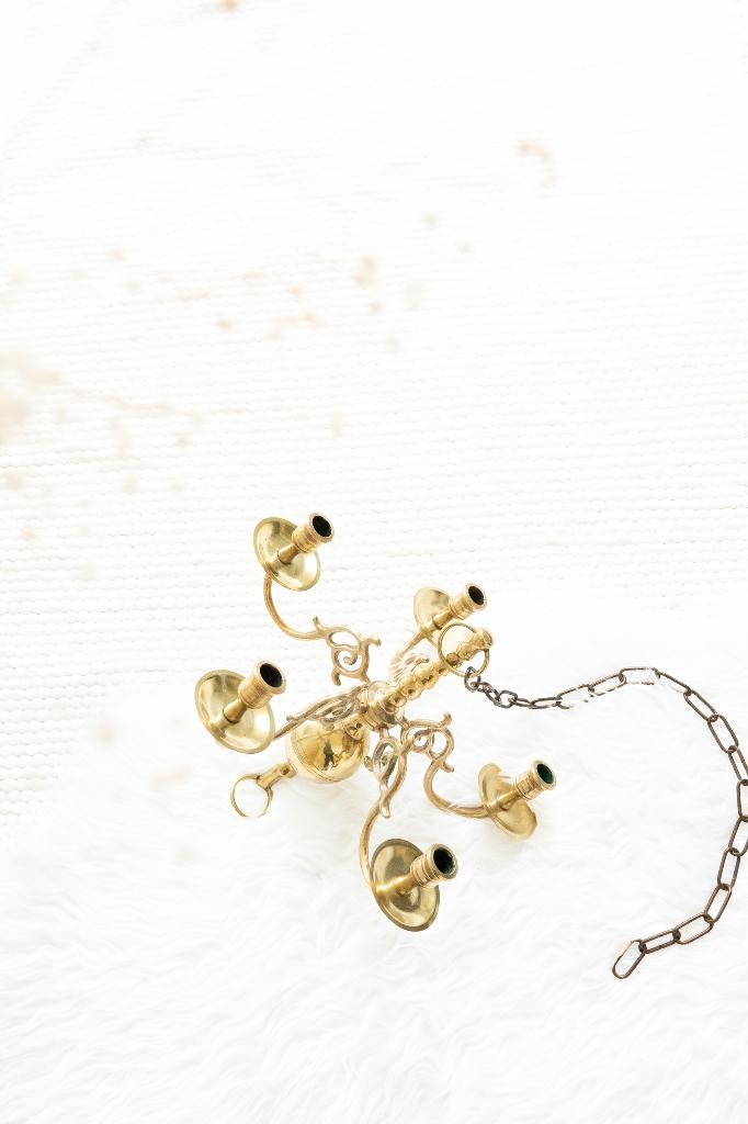 Vintage messing kroon kandelaar, Ophalen of Verzenden, Koper of Brons