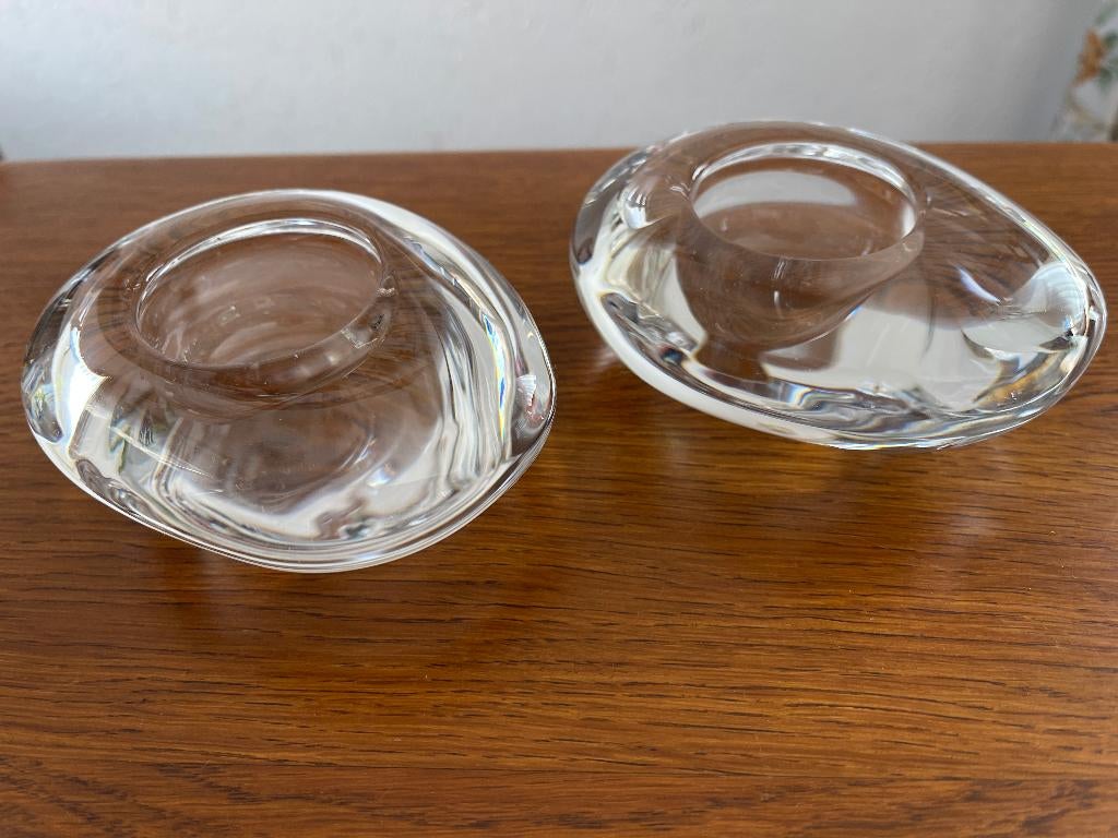 2 Kristal Glazen Waxinelichten "Pebble" Nieuw, Ophalen of Verzenden, Nieuw, Overige materialen, Minder dan 25 cm
