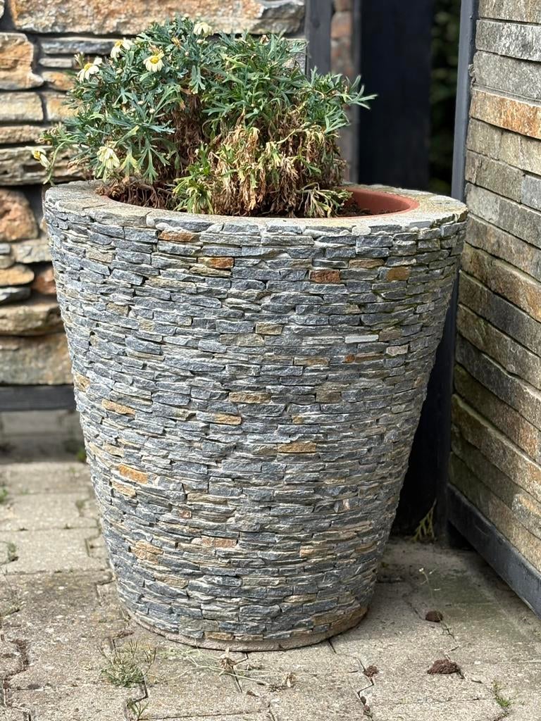 Bloempot natuursteen, Tuin en Terras, Bloempotten, Steen, 40 cm of meer, Rond, Nieuw