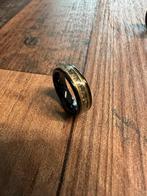 Zwarte damesring tungsten, mosagaat, rose gouden rand (VS 6), Ophalen of Verzenden, Zo goed als nieuw, Dame, Goud