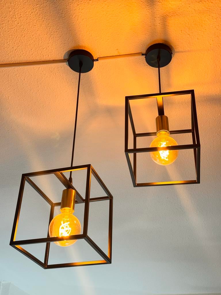 Moderne Hanglamp met Kubus Design, Ophalen of Verzenden, Zo goed als nieuw, Metaal, Minder dan 50 cm