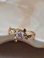 Bladeren natuur ring 9 karaat goud 9k blaadjes maat 15.5 mm, Verzenden, Dame, Goud, Goud