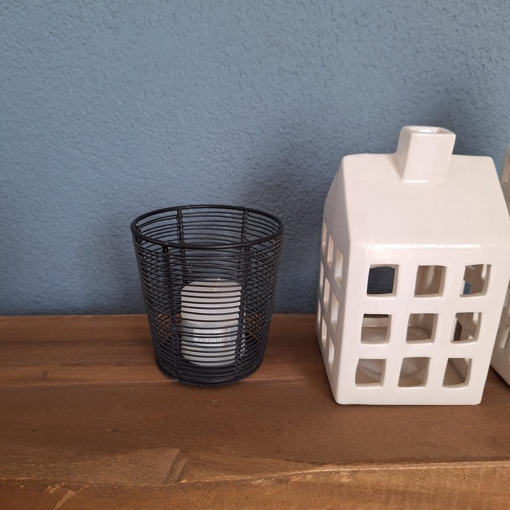 Kaarsenhouder draad zwart, Huis en Inrichting, Ophalen of Verzenden, Zwart, Metaal, Minder dan 25 cm