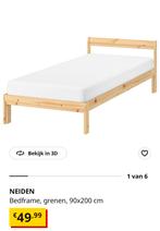 IKEA Neiden bedframe 90x200 grenen incl. lattenbodem, Ophalen, 90 cm, Eenpersoons, Beige
