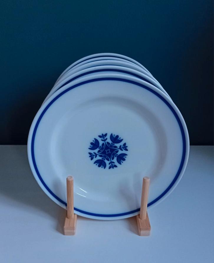 5 unieke borden blauw wit Mosa Maastricht Holland, Huis en Inrichting, Keuken | Servies, Zo goed als nieuw, Bord(en), Overige stijlen