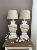 Set van 2 landelijke tafellampen met linnen kap, Ophalen, Gebruikt, 50 tot 75 cm, Landelijk