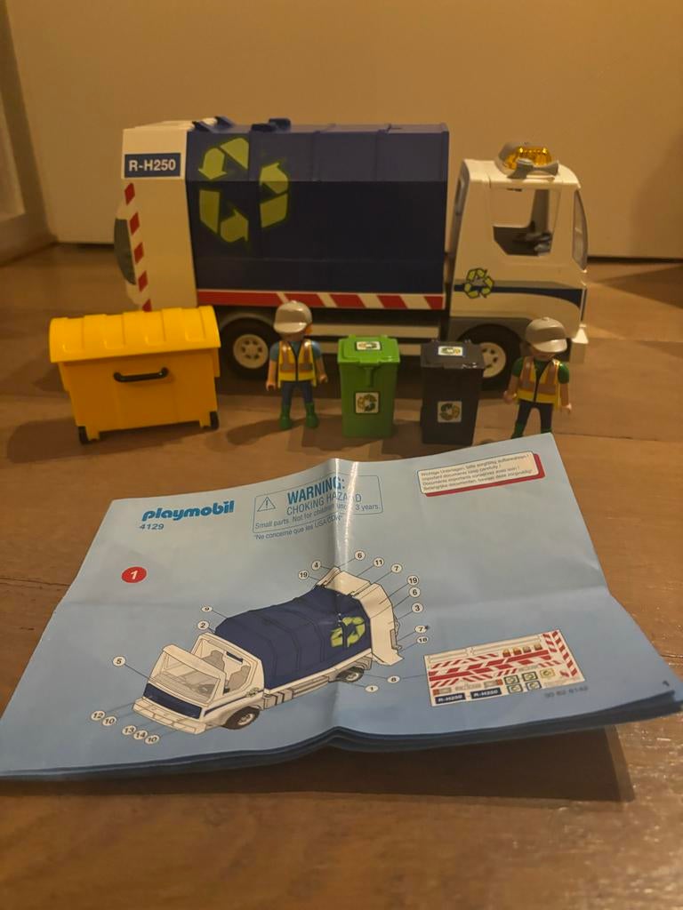 Playmobil 4129 Vuilniswagen met accessoires, Ophalen of Verzenden, Zo goed als nieuw, Complete set