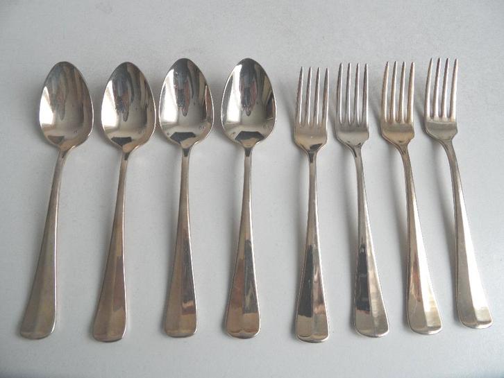 VKB Haagslofje? verzilverd 100,4 lepel 4 vorkjes gebak of ?, Antiek en Kunst, Antiek | Bestek, Ophalen of Verzenden