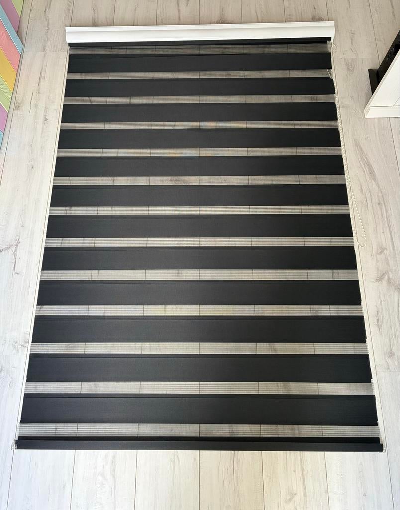 Duo rolgordijn antraciet/zwart - 114x160 cm, Ophalen, Gebruikt, 100 tot 150 cm, Grijs