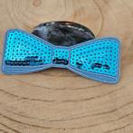 Strijk embleem applicatie patch Pailletten Blauwe strik, D, Verzenden, Nieuw, D