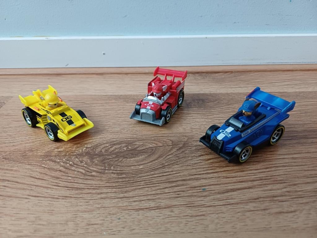 Paw Patrol mini race autootjes, Ophalen, Zo goed als nieuw