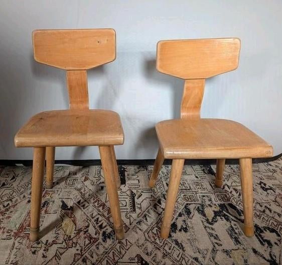 Vintage houten schoolstoeltjes 2 stuks), Huis en Inrichting, Stoelen, Ophalen, Gebruikt, Twee, Overige kleuren