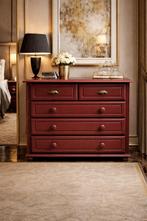 Prachtig mooie sfeervolle Burgundy Wine commode lade kast, Voetruimte, Minder dan 50 cm, Commode, Ophalen