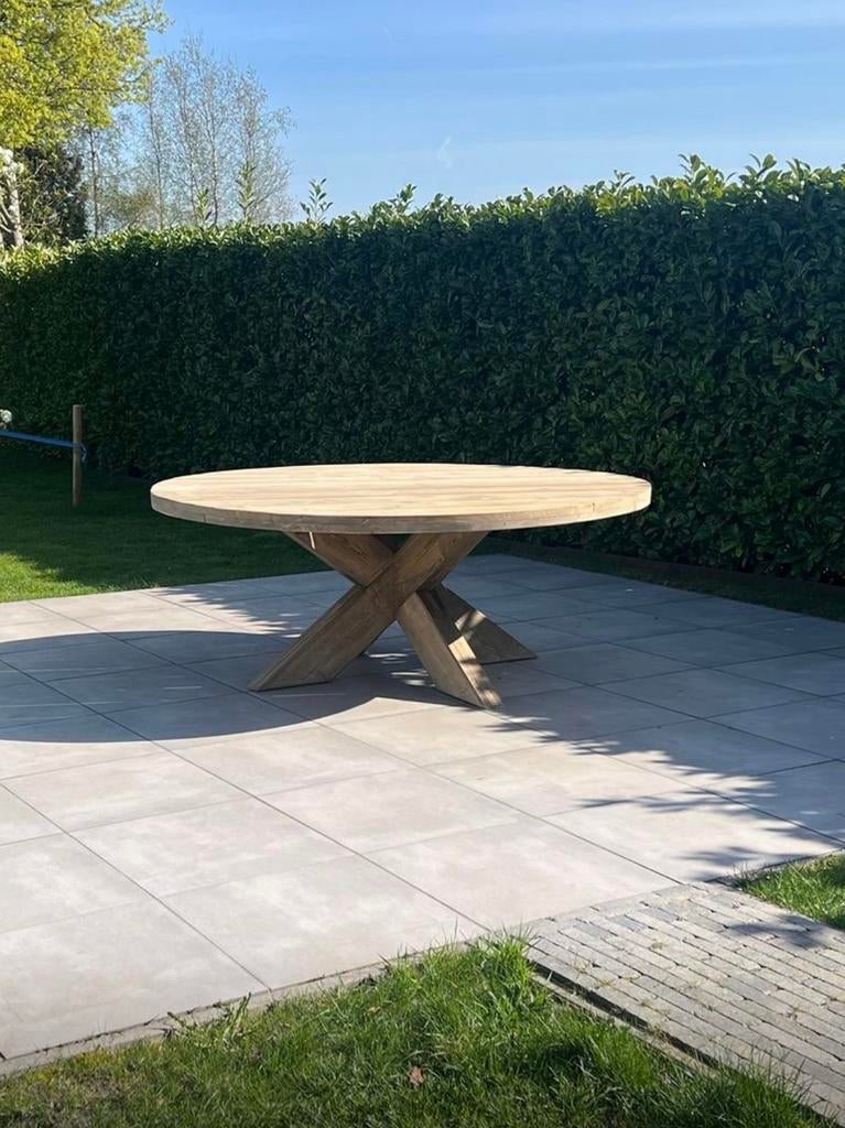 Xxl ronde tuintafels 10-12 persoons, Tuin en Terras, Tuintafels, Ophalen of Verzenden, Zo goed als nieuw, Rond, Hout