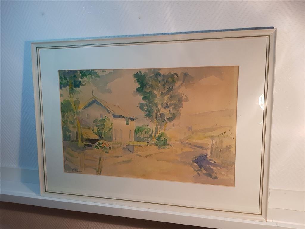 Aquarel landschap, gesigneerd, Antiek en Kunst, Kunst | Schilderijen | Klassiek, Ophalen