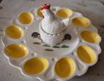 vintage pasen bord voor eieren + kip op nest peper/zout set, Huis en Inrichting, Keuken | Servies, Gebruikt, Ophalen of Verzenden