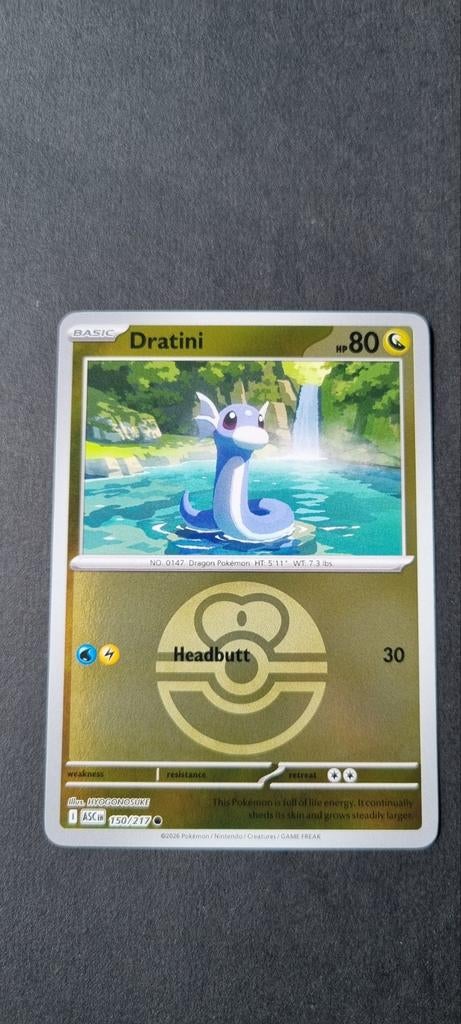 Dratini Pokéball Ascended Heroes 150/217 (XASC 150), Ophalen of Verzenden, Zo goed als nieuw, Losse kaart