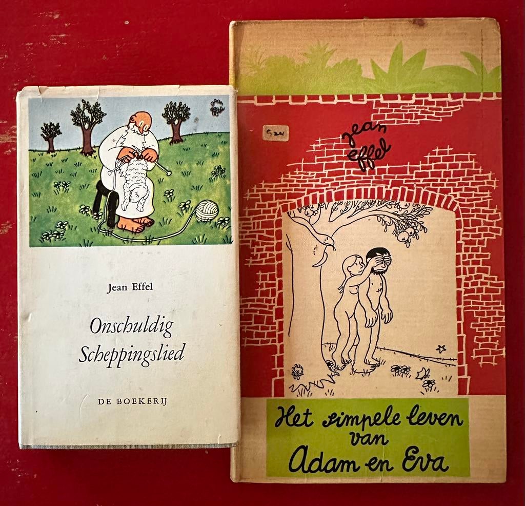 2x Jean Effel - Onschuldig Scheppingslied / Het Simpele …, Boeken, Gelezen, Ophalen of Verzenden, Jean Effel, Cartoons