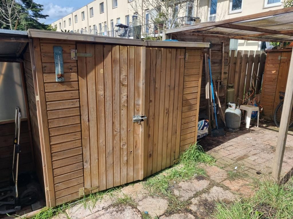 2x Houten Fietshokken - Droog, Schoon en Goed Onderhouden, Tuin en Terras, Bergingen en Tuinkasten, Ophalen, Gebruikt, Hout, Fietsenberging