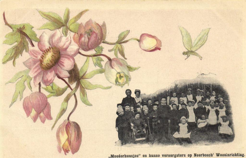 Moederhuusjes op Neerbosch Weesinrichting. - beschreven, Verzamelen, Ansichtkaarten | Nederland, Verzenden, Voor 1920, Ongelopen