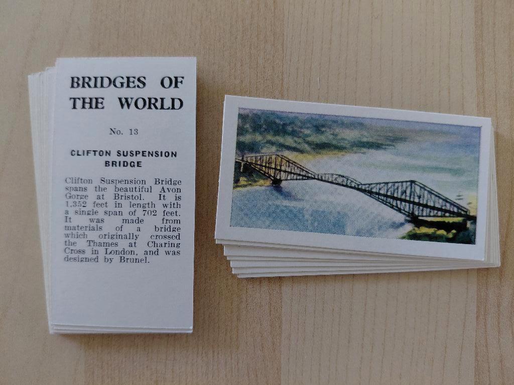 Bridges of the World complete set 25 trade cards bruggen, Ophalen, Gebruikt