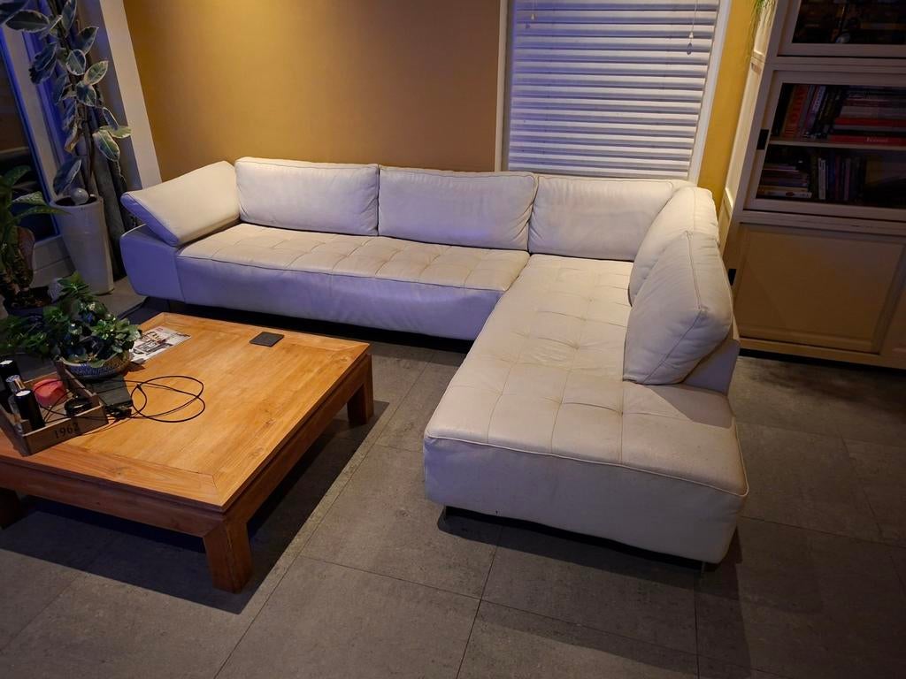 Wit leren hoekbank van Henders & Hazel, Ophalen, Gebruikt, Hoekbank, Leer