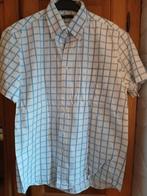 Mooie witte blouse met 2 kleuren blauw, maat M., Blauw, Halswijdte 39/40 (M), Zo goed als nieuw, Ophalen