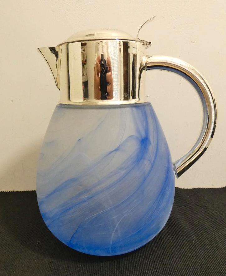 Vintage - blauwe waterkan - decanter [957], Antiek en Kunst, Antiek | Glas en Kristal, Ophalen