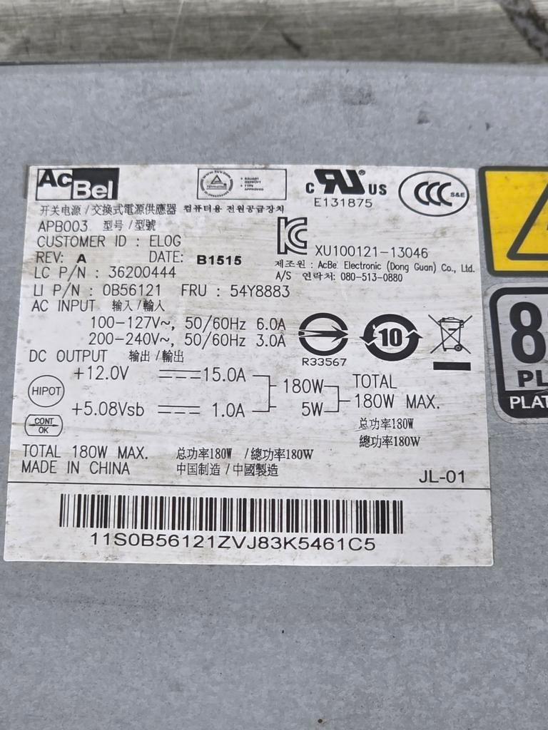 Ac bel 180w max voeding psu power supply apb003, Ophalen of Verzenden, Gebruikt