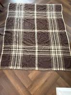 Mooie bruine wollen deken met ruitpatroon, Huis en Inrichting, Woonaccessoires | Plaids en Woondekens, Ophalen of Verzenden, Gebruikt