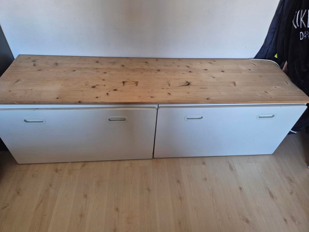 IKEA opbergbakken met houten plaat, Ophalen, Gebruikt, Overige houtsoorten